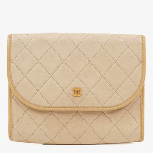 Chanel Mini Flap Bag Beige Quilted Lambskin With 24K Gold-Plated Hardware