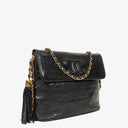 Chanel CC Tassel Quilted Black Leather Shoulder Bag
