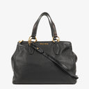 Miu Miu Vitello Black Caribu Leather Tote Bag&nbsp;