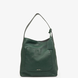 Prada Dark Green Leather Hobo Bag
