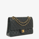 Chanel Vintage Classic Medium Double Flap Bag in Quilted Black Lambskin with 24-karat Gold-Plated Hardware