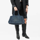 Prada Avio Denim Logo Tote Bag