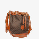 Celine Vintage Macadam Triomphe Brown Drawstring Bucket Bag