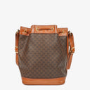 Celine Vintage Macadam Triomphe Brown Drawstring Bucket Bag