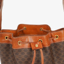 Celine Vintage Macadam Triomphe Brown Drawstring Bucket Bag