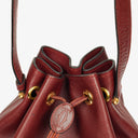 Cartier Bucket Drawstring Burgundy Leather Bag