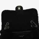 Chanel Medium Black Shearling Pearl Flap Bag