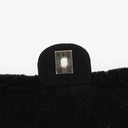 Chanel Medium Black Shearling Pearl Flap Bag