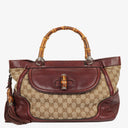 Gucci Bamboo Top Handle Burgundy Lerahter Tote Bag