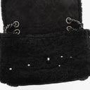 Chanel Medium Black Shearling Pearl Flap Bag