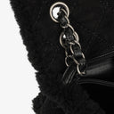 Chanel Medium Black Shearling Pearl Flap Bag