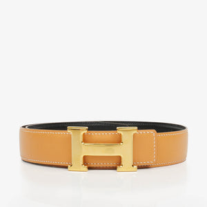 Hermes 30mm Leather Reversible Tan H Belt Size 70