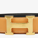 Hermes 30mm Leather Reversible Tan H Belt Size 70