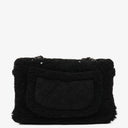 Chanel Medium Black Shearling Pearl Flap Bag