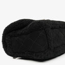Chanel Medium Black Shearling Pearl Flap Bag