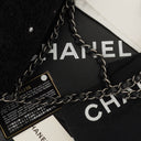 Chanel Medium Black Shearling Pearl Flap Bag