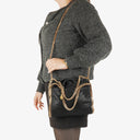 Stella McCartney Falabella Mini Tote Black Vegan Shaggy Deer Fold Over Bag