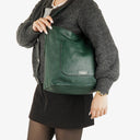 Prada Dark Green Leather Hobo Bag