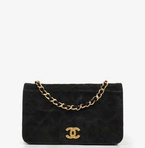 Chanel Classic Full Flap Bag Black Quilted Suede