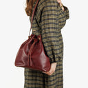 Cartier Bucket Drawstring Burgundy Leather Bag