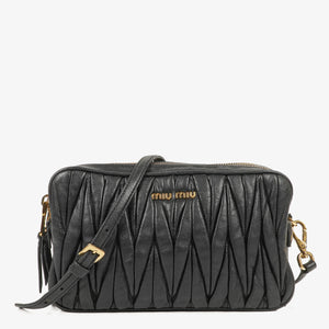 Miu Miu Matelasse Black Leather Shoulder Bag