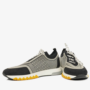 Hermes Men's Addict Knit Fabric with Leather Sneakers