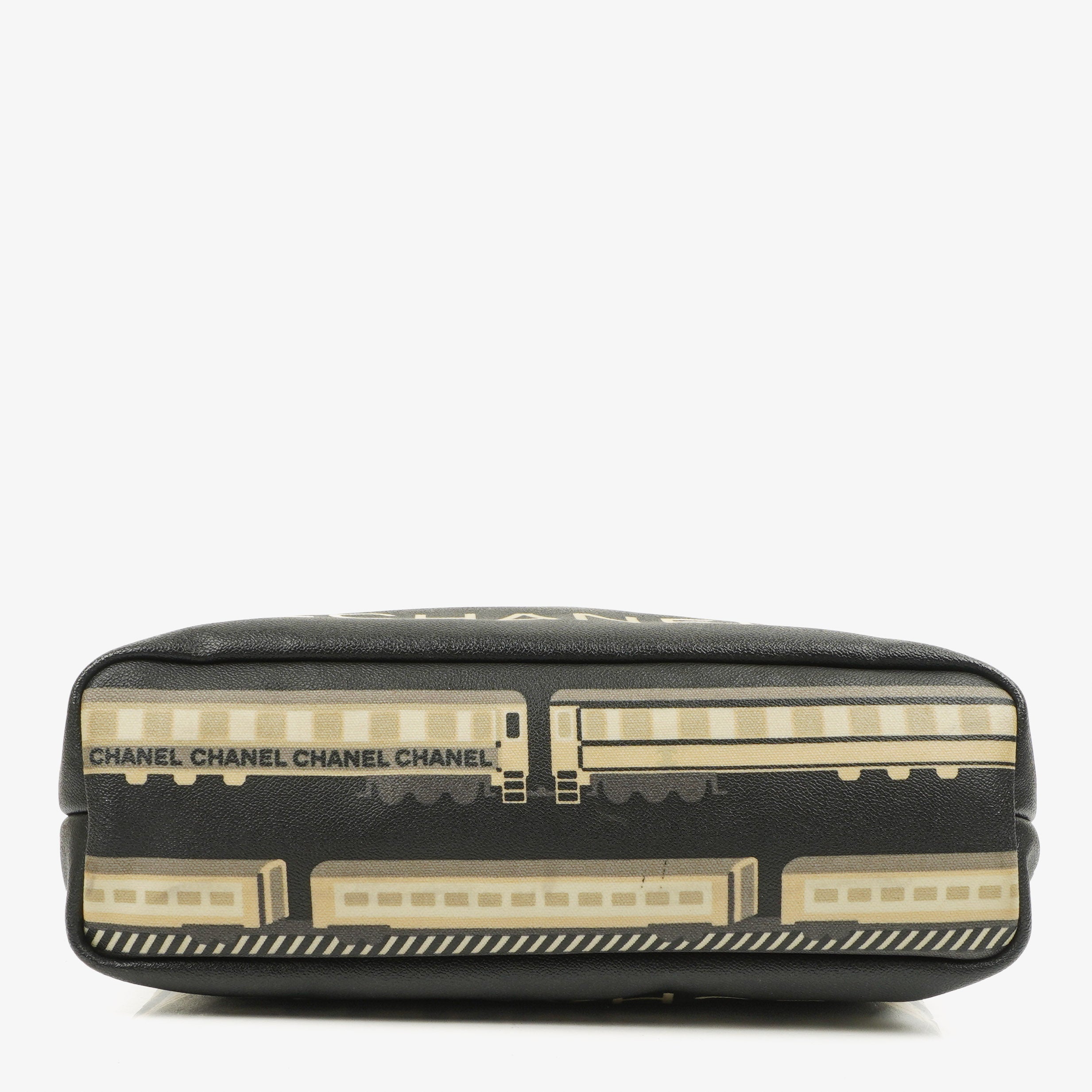 Chanel Schwarze Beschichtete Canvas Le Train Tasche