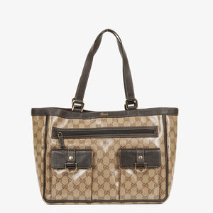 Gucci GG Crystal Canvas Abbey Pocket Tote Bag
