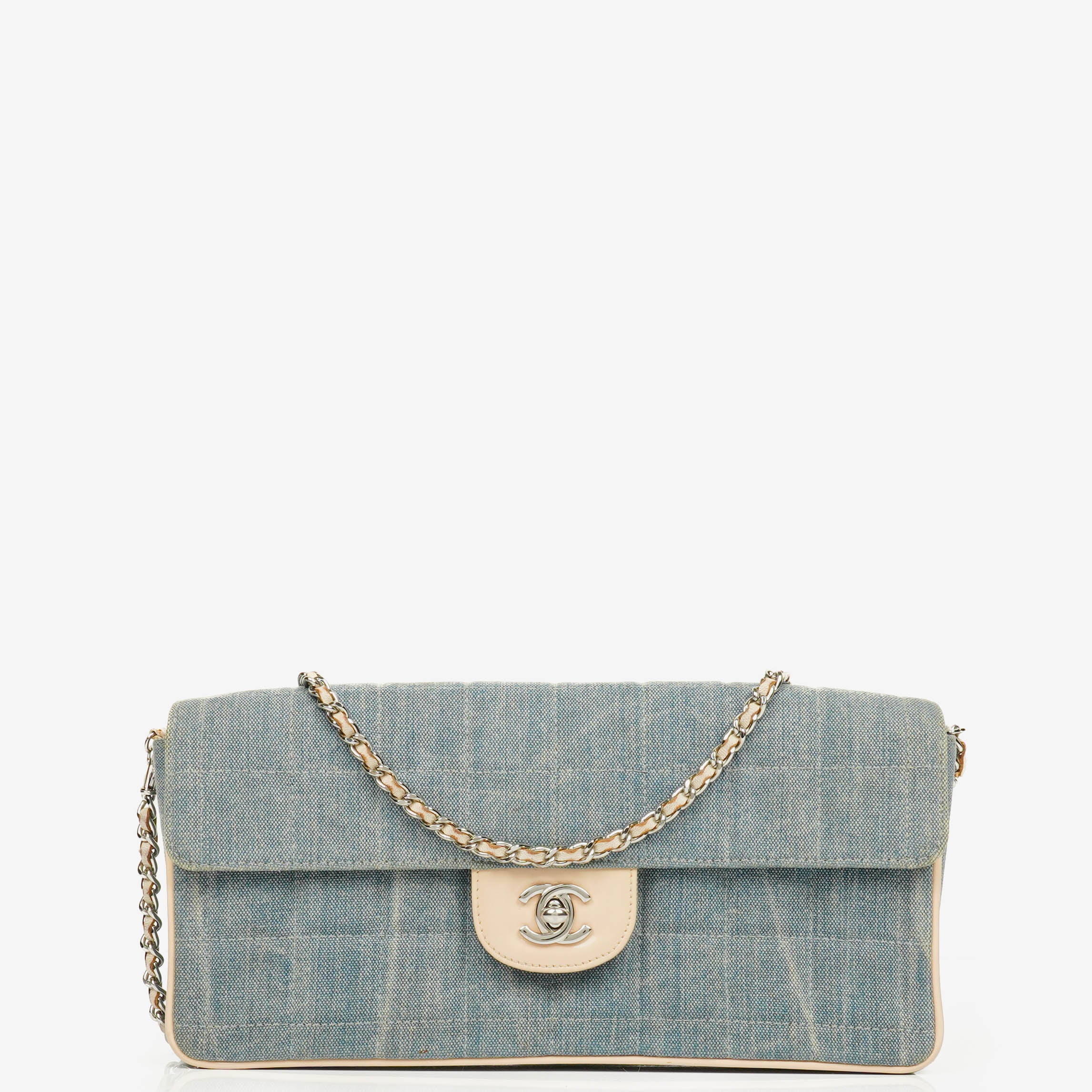 Sac Chanel Blue Denim East West Chocolate Bar