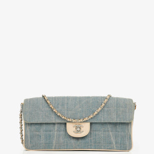 Chanel Blue Denim East West Chocolate Bar Bag