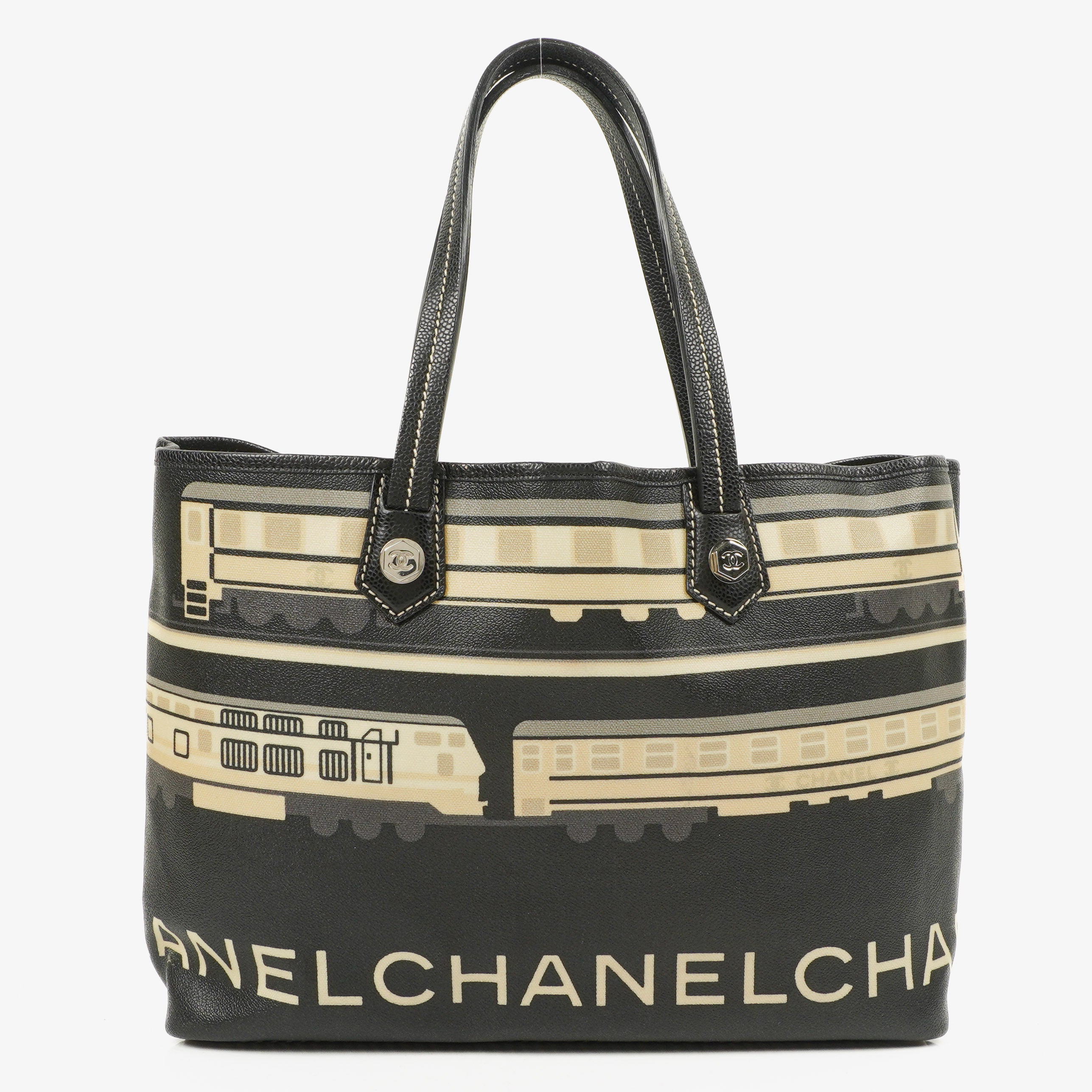 Chanel Schwarze Beschichtete Canvas Le Train Tasche