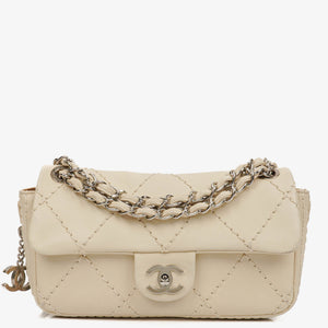 Chanel Cream Leather Ultimate Stitch Single Flap Bag