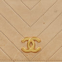 Chanel Classic Full Flap Bag Beige/Black Chevron Quilted Leather 24K Gold-Plated Hardware