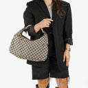 Gucci Navy Blue GG Fabric Chain Horsebit Hobo Bag