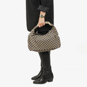 Gucci Navy Blue GG Fabric Chain Horsebit Hobo Bag