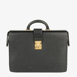 Louis Vuitton Serviette Fermoir Black Epi Leather Briefcase