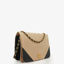 Chanel Classic Full Flap Bag Beige/Black Chevron Quilted Leather 24K Gold-Plated Hardware