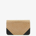 Chanel Classic Full Flap Bag Beige/Black Chevron Quilted Leather 24K Gold-Plated Hardware
