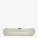 Sac à rabat demi-lune classique Chanel en agneau blanc