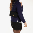 Chanel Classic Full Flap Bag Black Quilted Suede