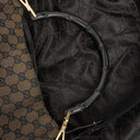 Gucci Bamboo Top Handle Brown Canvas And Leather Hobo Bag