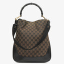 Gucci Bamboo Top Handle Brown Canvas And Leather Hobo Bag