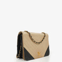 Chanel Classic Full Flap Bag Beige Chevron Quilted Leather 24K Gold-Plated Hardware