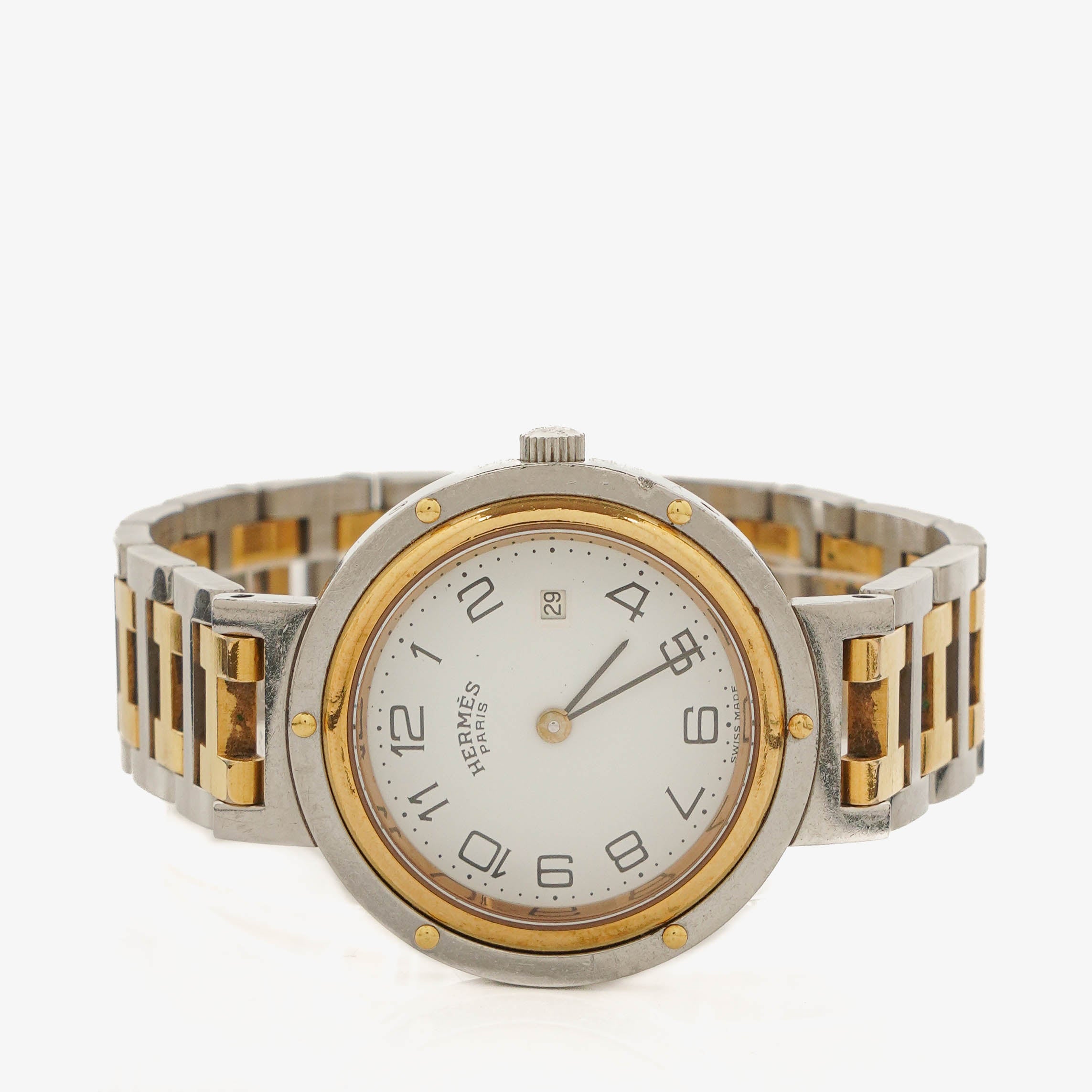 Hermes Clipper Quartz Watch Two-Tone Stainless Steel 