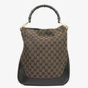 Gucci Bamboo Top Handle Brown Canvas And Leather Hobo Bag
