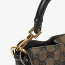 Gucci Bamboo Top Handle Brown Canvas And Leather Hobo Bag