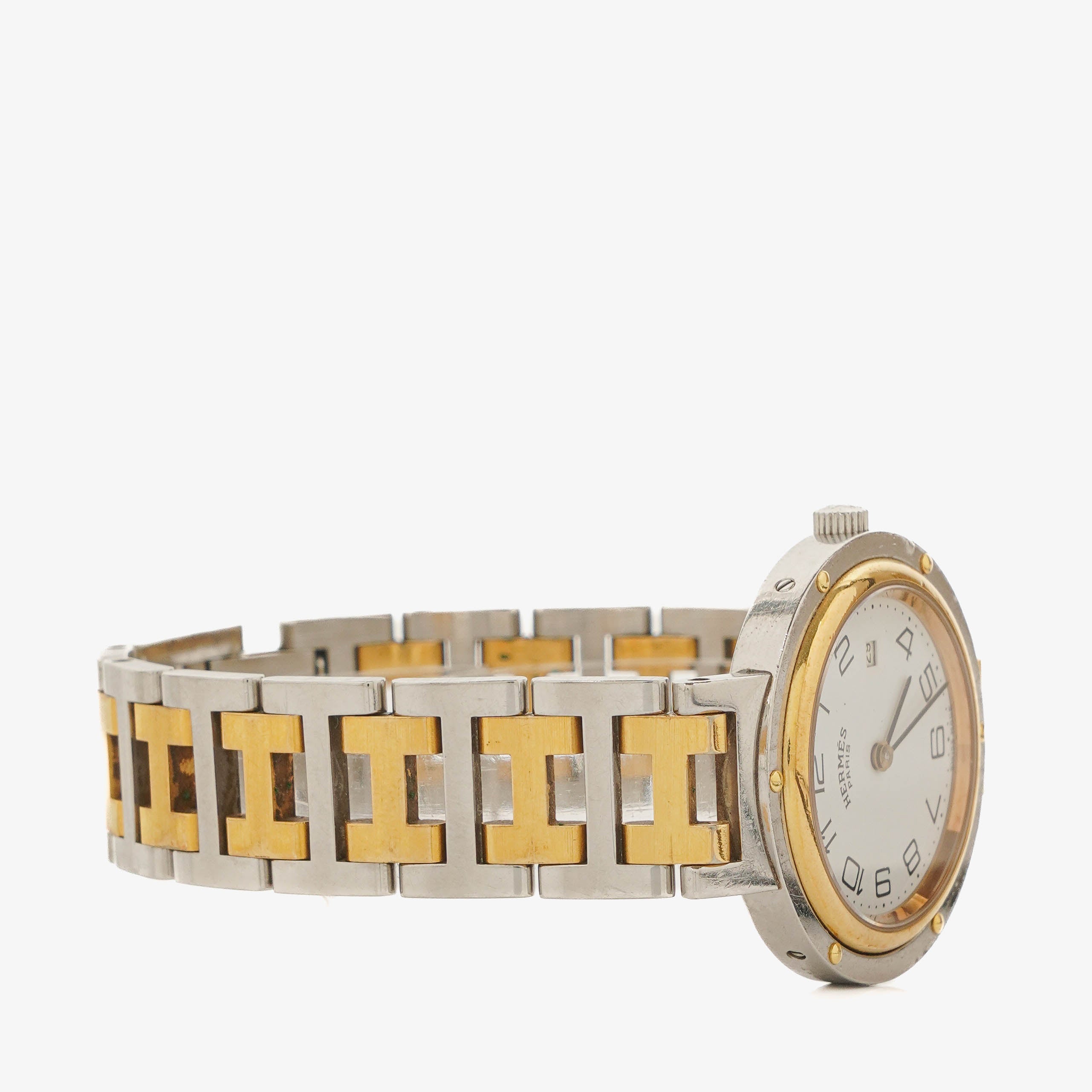 Hermes Clipper Quartz Watch Two-Tone Stainless Steel 