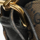 Gucci Bamboo Top Handle Brown Canvas And Leather Hobo Bag