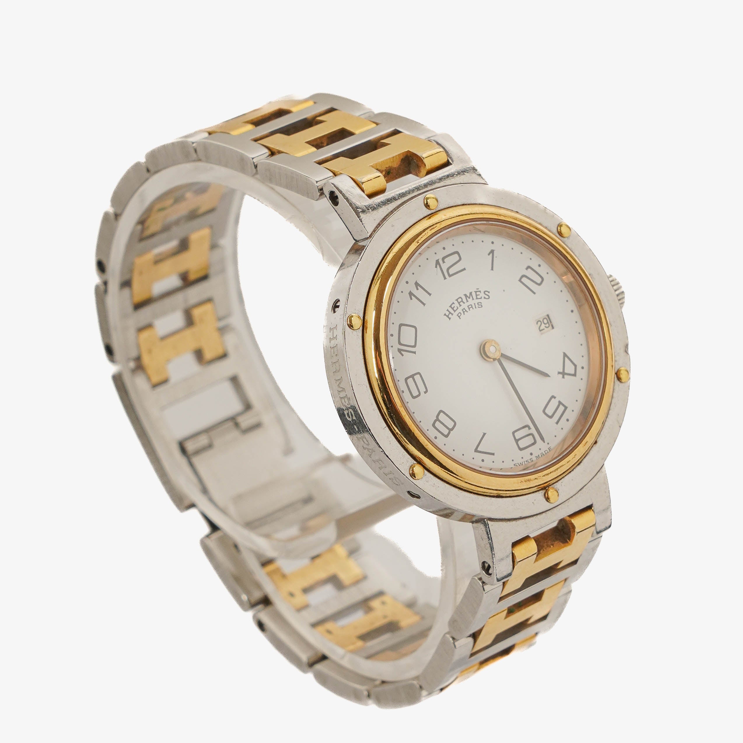 Hermes Clipper Quartz Watch Two-Tone Stainless Steel 