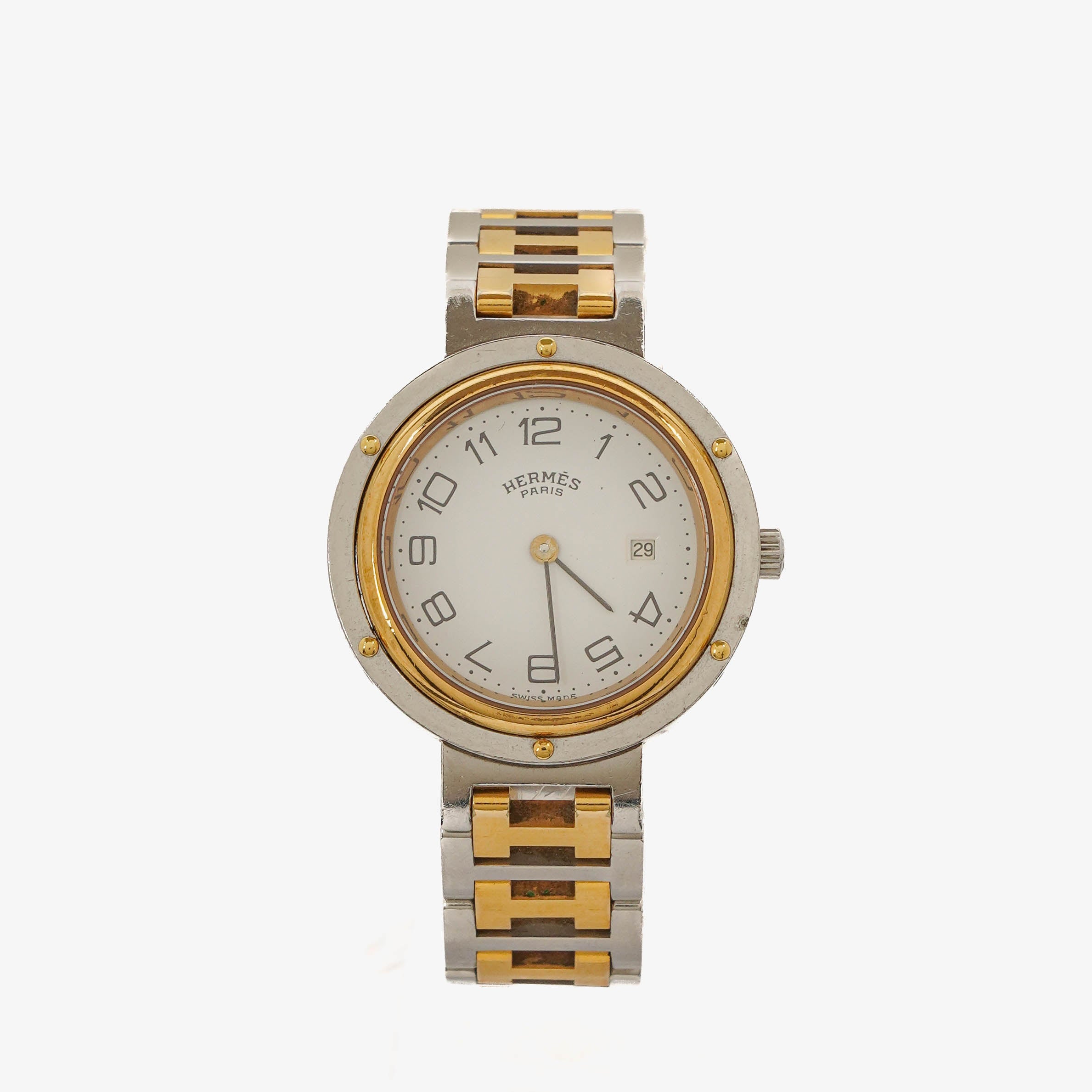 Hermes Clipper Quartz Watch Two-Tone Stainless Steel 